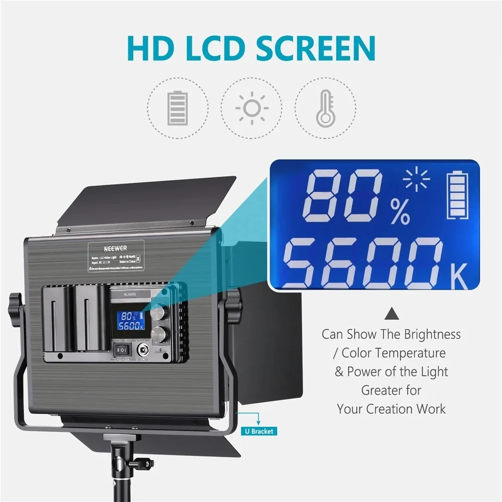 Neewer ترقية 660 LED الفيديو الضوئي عكس الضوء ثنائي اللون LED لوحة مع شاشة LCD للاستوديو، يوتيوب تصوير الفيديو التصوير الفوتوغرافي #3