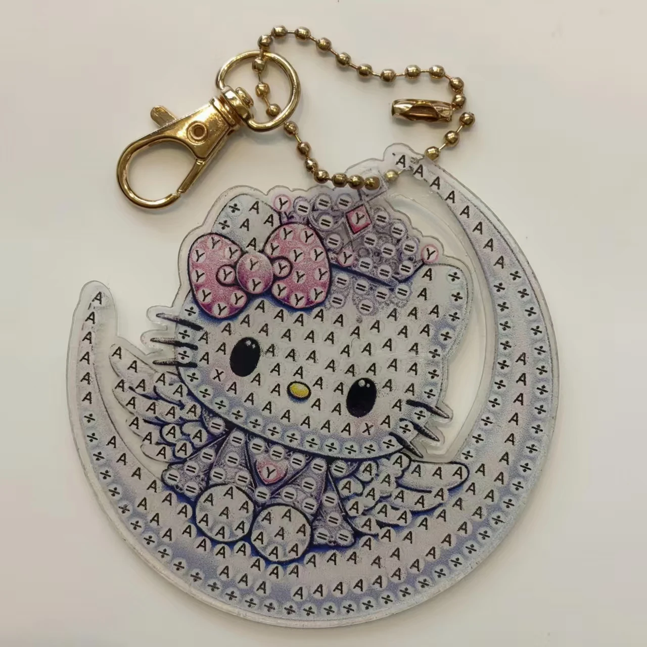 

Hello Kitty Diamond painting double-sided keychain for girls bag pendant children's craft Rhinestone embroidery Material kit