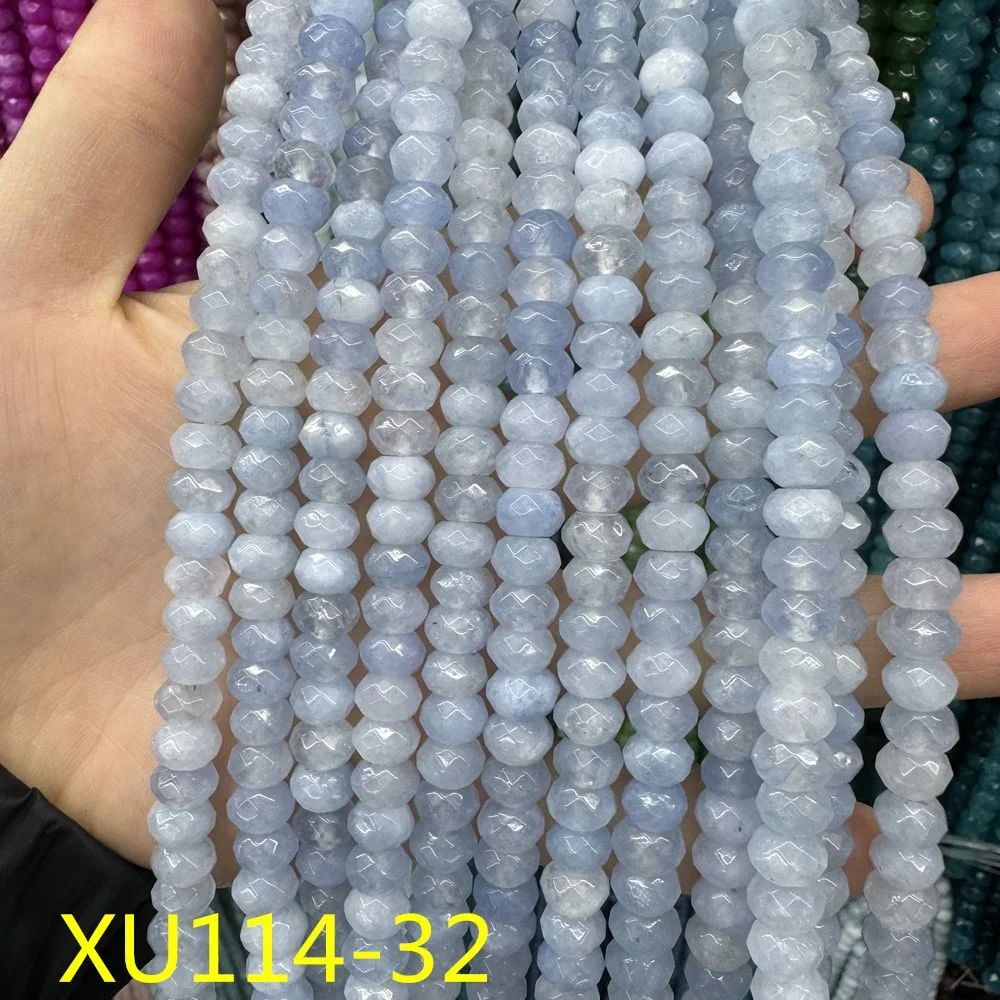 Brazil Faceted Sapphires Wheel Beads for Women Charm 5x8mm Natural Stone Jade Accessories DIY Necklace Bracelet Earrings 15