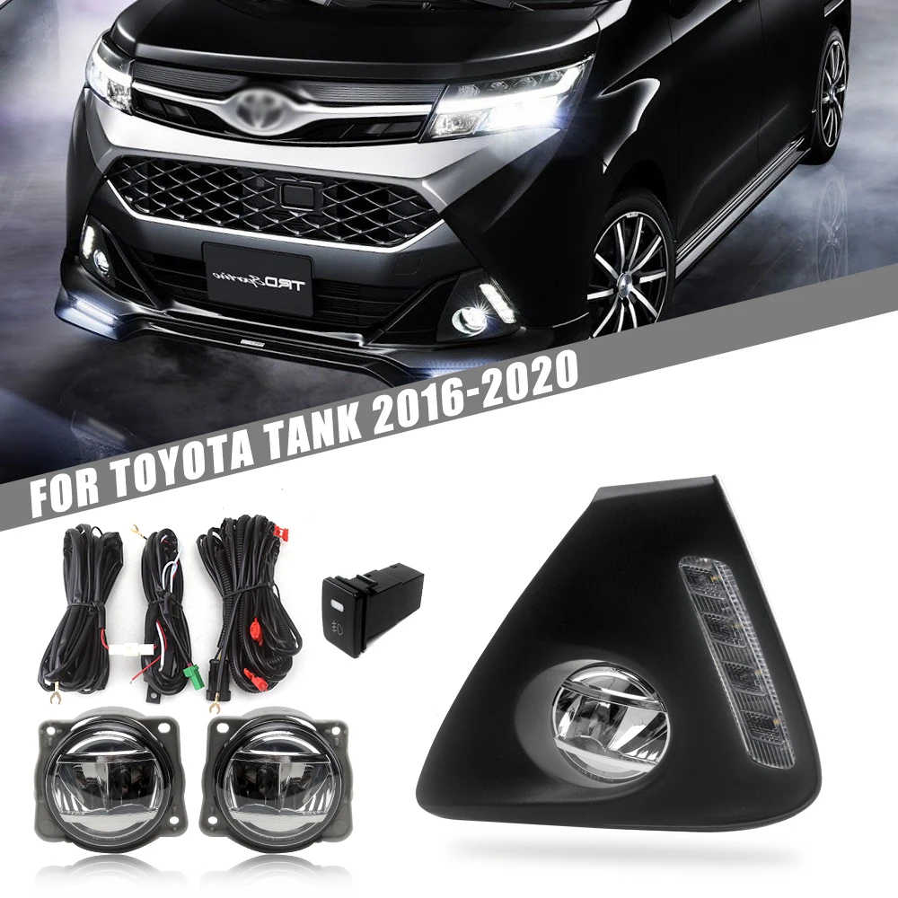 

FOR Toyota tank 2016 2017 2018 2019 2020 LED Light Bar DRL Daylight Day Time Running Light Fog Lamp Cover w/Wiring Set 2pcs