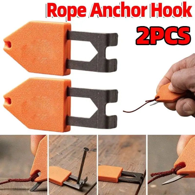 2pcs Portable Chalk Line Anchor Hook Tool Unique Instant Fixing Rope Anchor End Hook for Carpentry Home Renovation Accessories