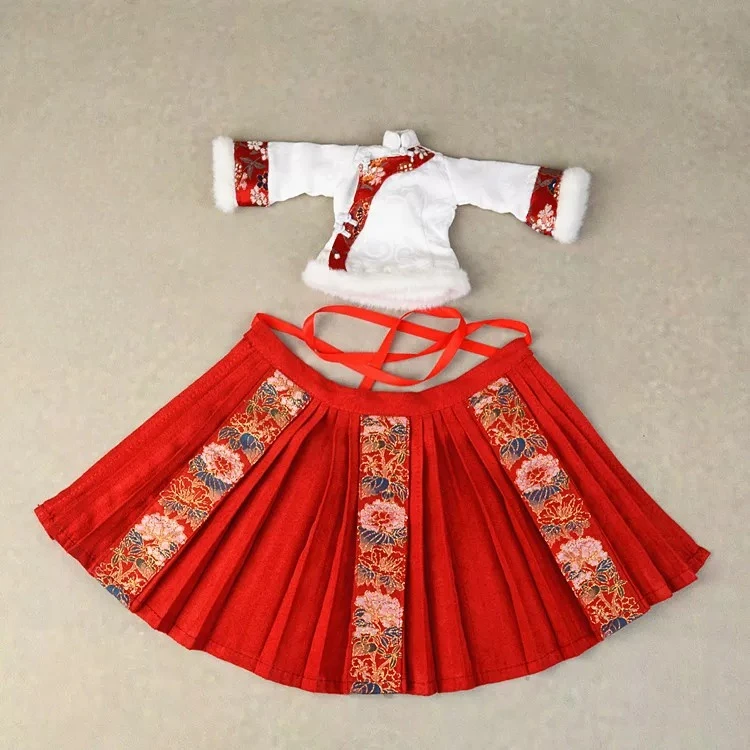 1/6 Maßstab Chinesisches Tang-Kostüm für Frauen, bedruckter Hanfu-Pferdegesichtsrock, Kapuzenumhang für 12-Zoll-Soldaten-Actionfigur-Puppe – Detail 13