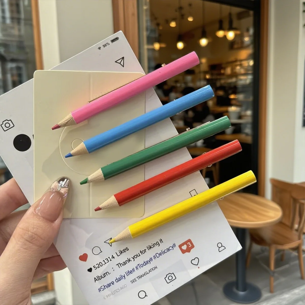 5 Teile/satz Kreative Bleistift Geformte Haar Clip Multi Farbe Simulation Stift Geformt Seite Clip Spaß Mädchen Herz Dekor Haar Clip – Detail 3