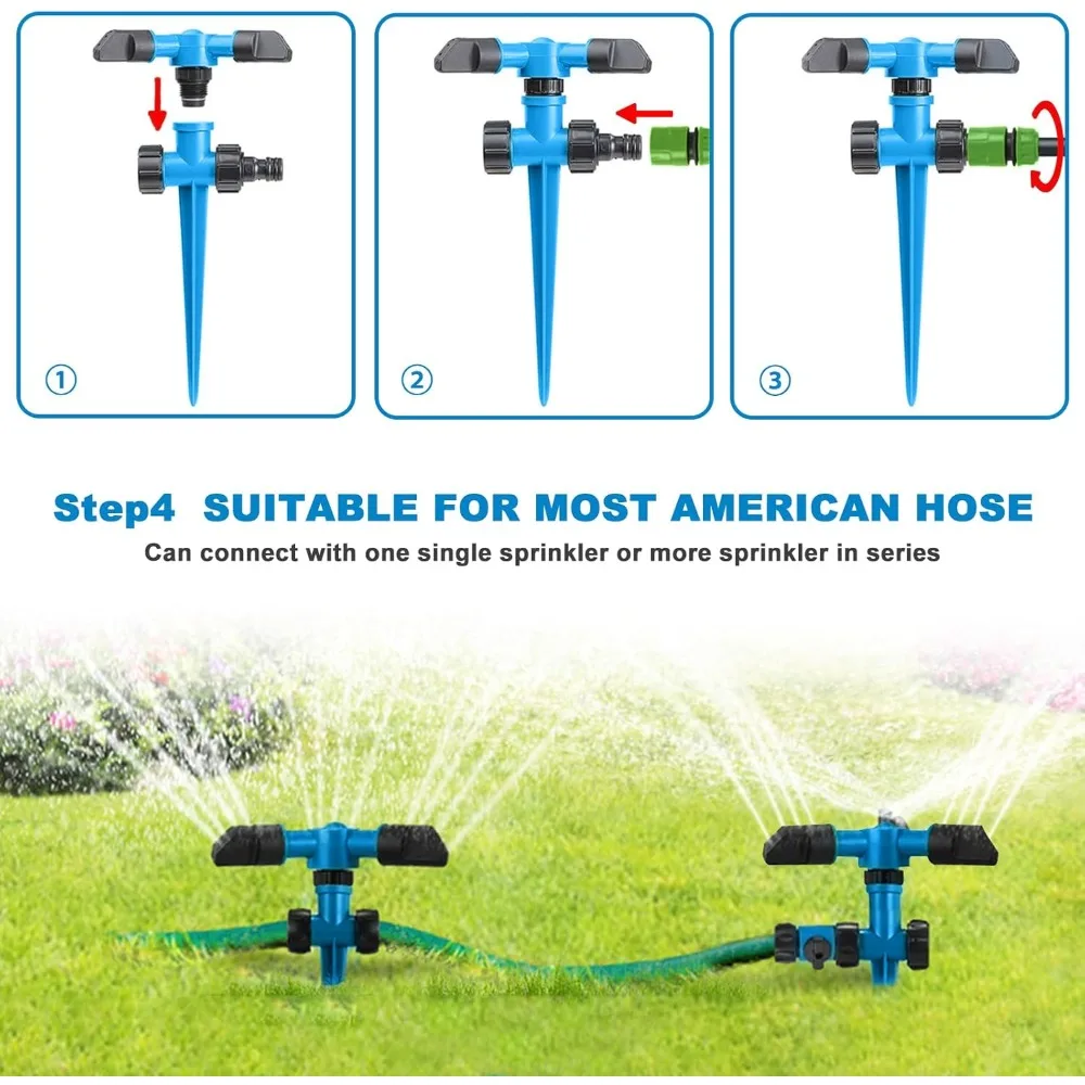 Спринклеры для газона, спринклер для садовой воды для двора, спринклер для газона, вращающийся на 360 градусов для покрытия большой площади во дворе, садовый sp