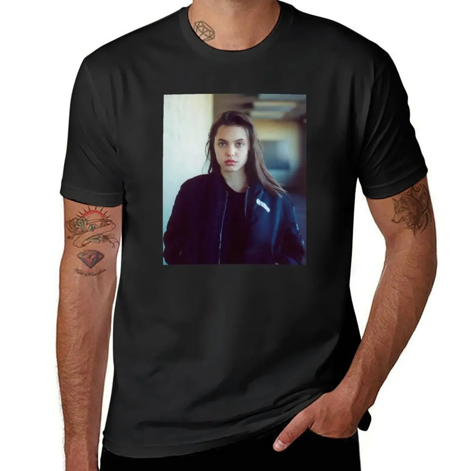 angelina jolie young stickers T-Shirt customizeds quick drying Aesthetic clothing anime clothes heavy weight t shirts for men