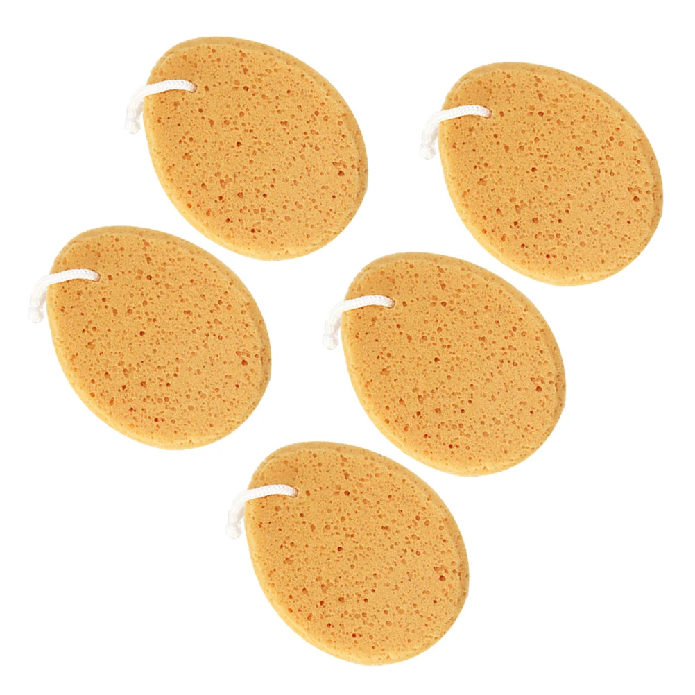 

5pcs Honeycomb Bath Sponge Shower Ball Body Cleansing Sponges Long Lasting Durable Comfortable Hang Strap Included Yellow