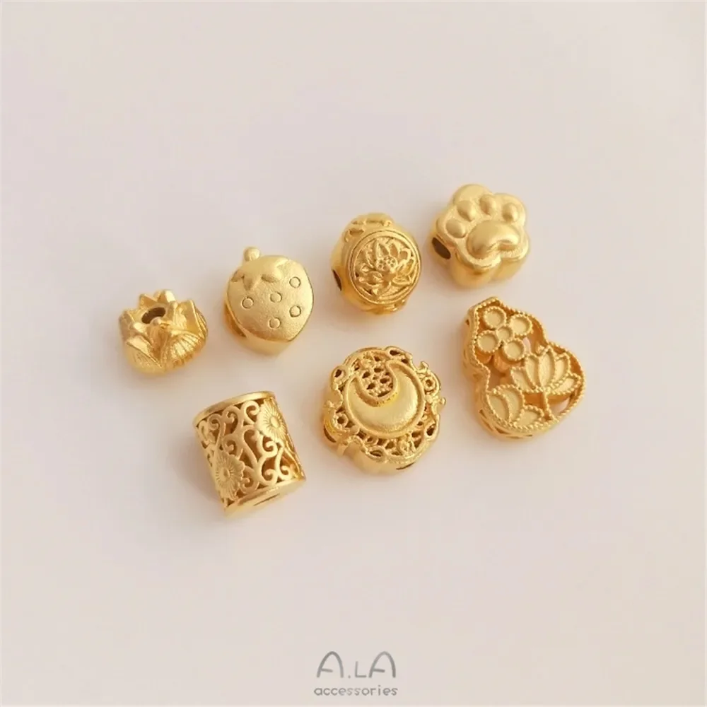 Vietnam strong color sand gold lotus beads strawberry plum flower cat claw gourd through hole Septa beads DIY jewelry accessorie