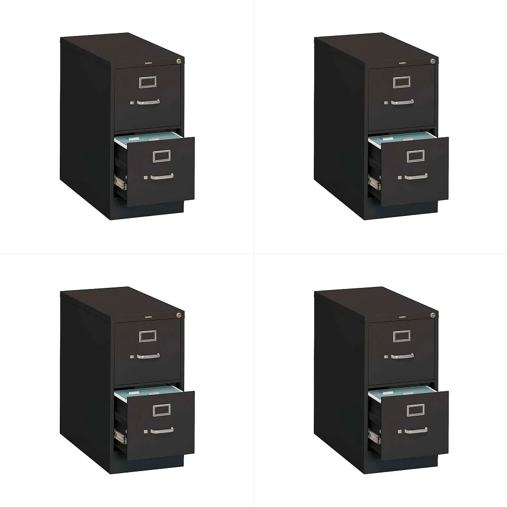 

Row 2 Drawers 28.38 Vertical Black Metal Filing Cabinet Lockable PreAssembled Stationary Letter Size for Home, Office