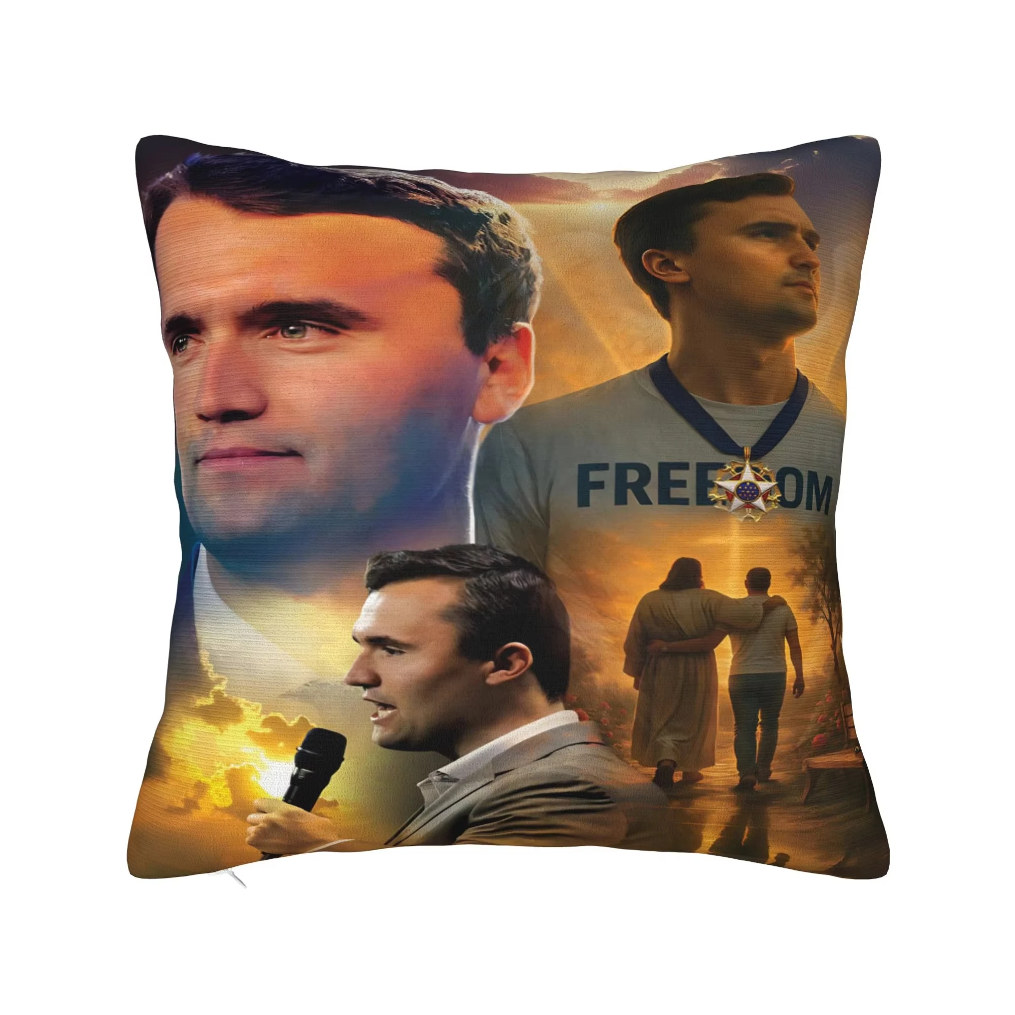 Dubbelzijdige Charlie Kirk R.I.P kussensloop, vintage zachte kussensloop voor bank en slaapkamer decor - afbeelding 1