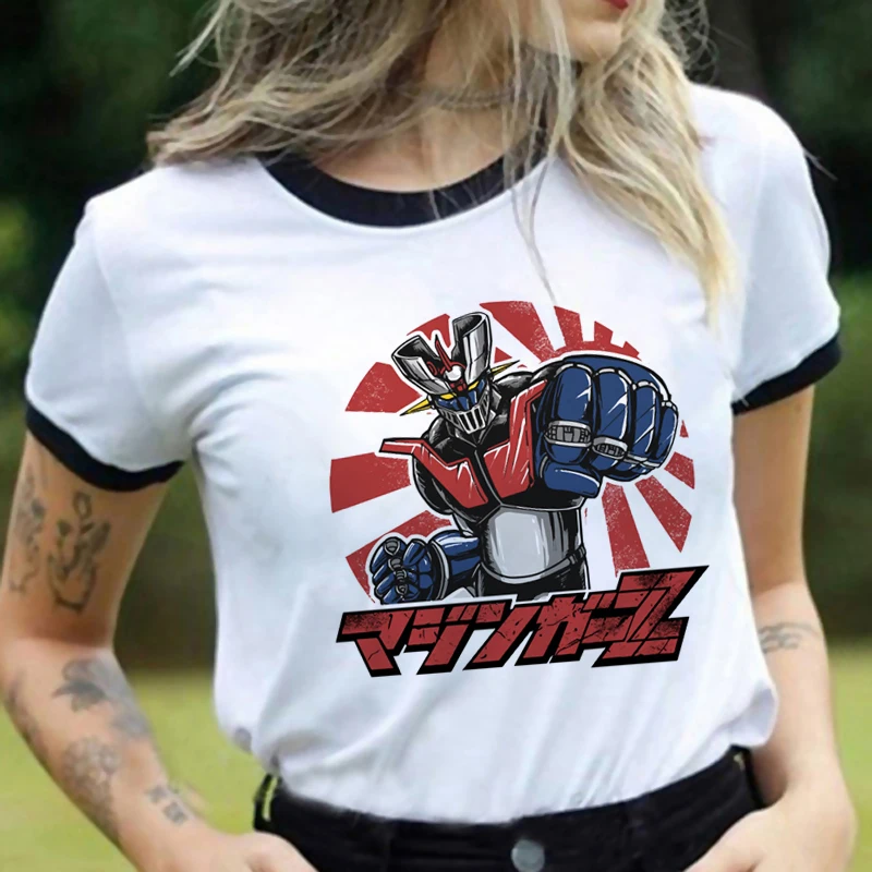 mazinger z summer top men 2022 white t shirt tumblr kawaii plus size tshirt streetwear