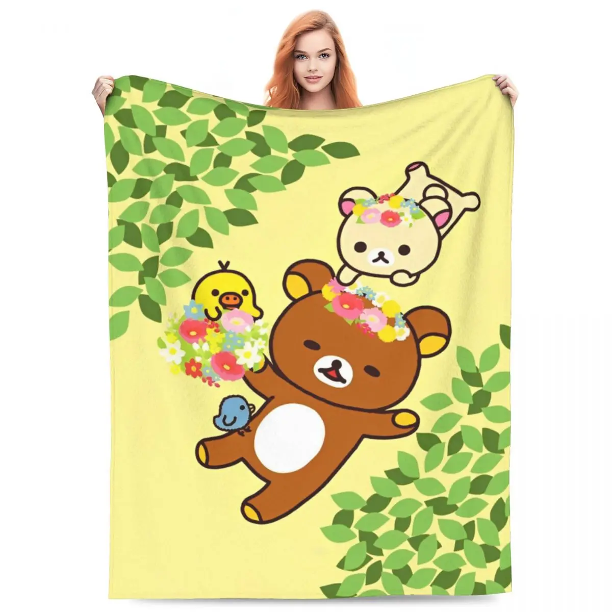 

Rilakkuma Cartoon Blankets Quality Soft Throw Blanket Winter Travel Office Outdoor Graphic Bedspread