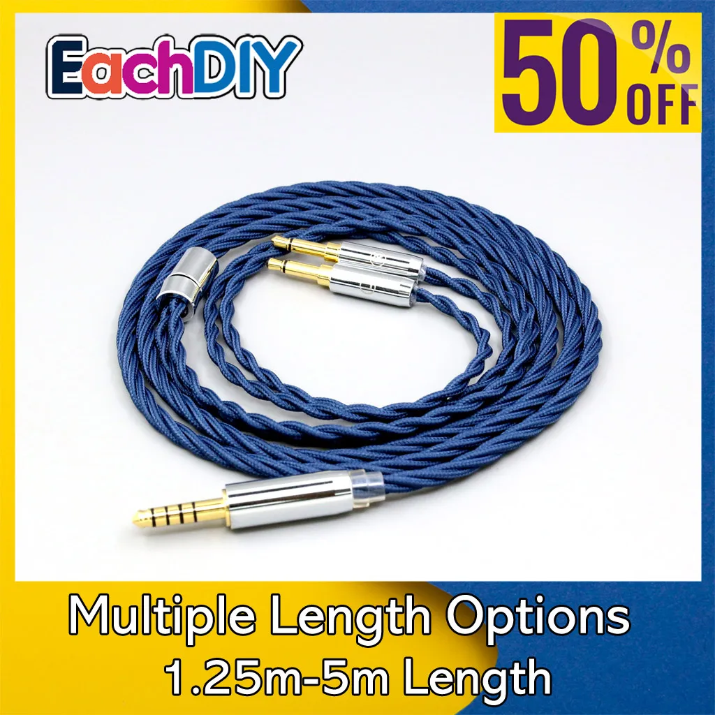 

99% Pure Silver OCC Graphene Alloy Full Sleeved Earphone Cable For Denon AH-D7200 AH-D5200 AH-D9200 AH-D600 AH-D7100 LN008592