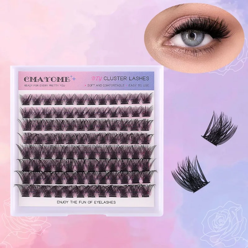 96pcs Individual Cluseter Lashes 8-16mm Grafted False Eyelashes Heat Bonded Premades Volume Fans Eyelash Extensions Makeup Easy