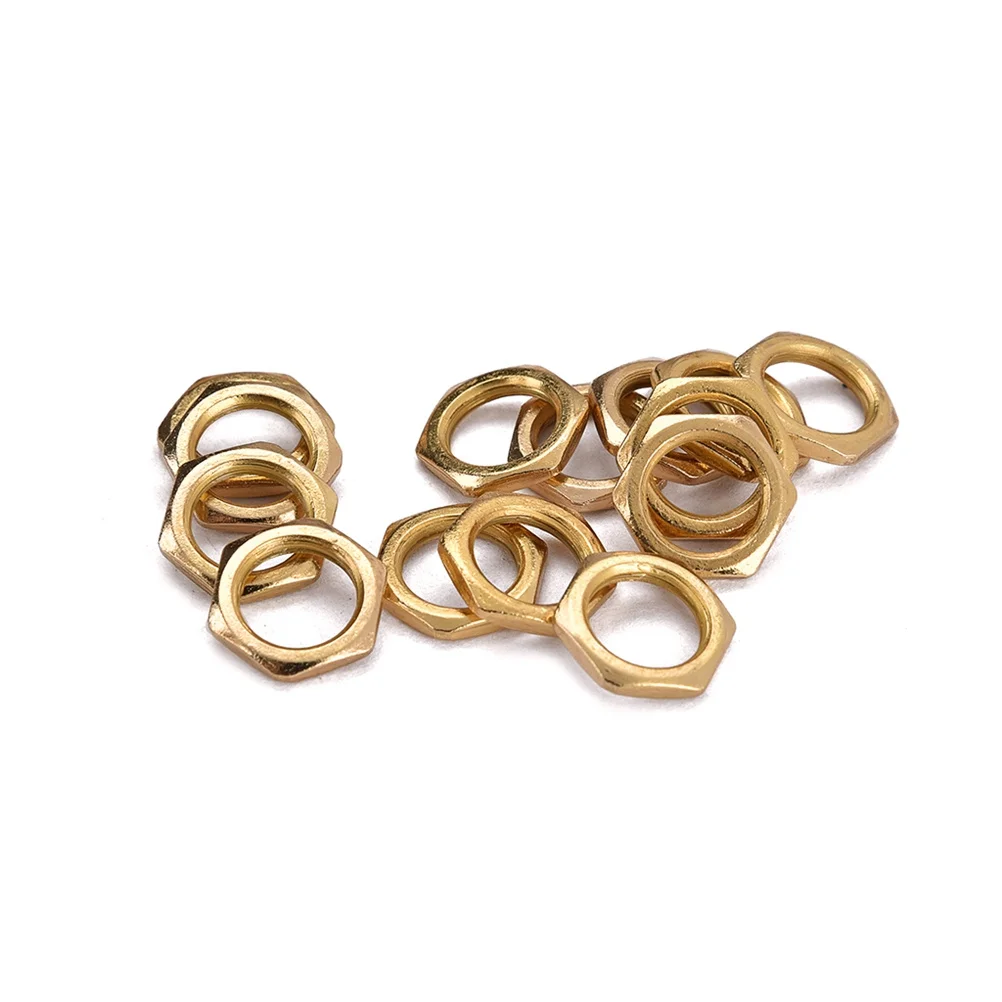 

50 Pcs Zinc Alloy Fine Tooth Nut Light Nut Thin Nut 8mm for Instrument Guitar Bass Socket Jack (Gold)