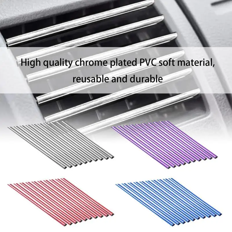 

Car Vent Outlet Trim 10 Pcs 20cm Car Air Conditioner Vent Outlet Trim Strip Colorful Shiny Car Trim Strip For Car Decoration