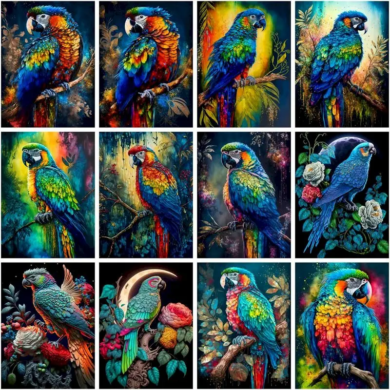 

CHENISTORY DIY Pictures By Numbers Parrot Animal Kits Coloring By Number Drawing On Canvas Hand Painted Painting Home Decor