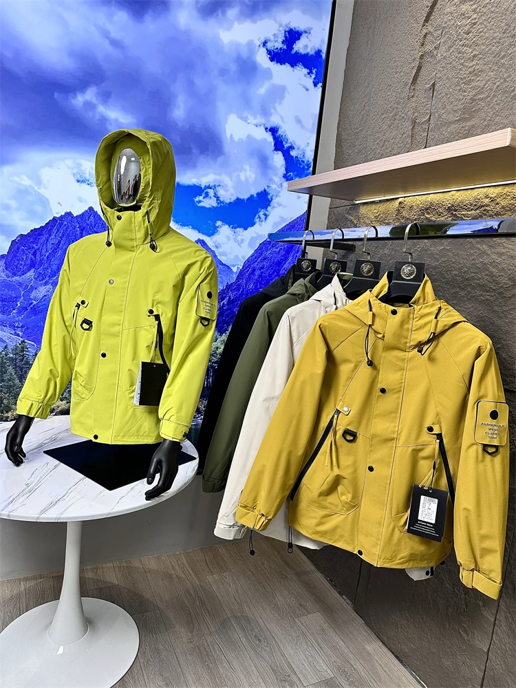 

Высокопроизводительная мужская куртка для активного отдыха, весенняя, водонепроницаемая, ветрозащитная, с капюшоном, модная, городская, свободного кроя, с длинными рукавами