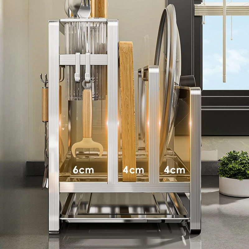 No Punching Stainless Steel Countertop Knife Holder Kitchen Storage Rack Multi-function Knife Magnet Knife Bag