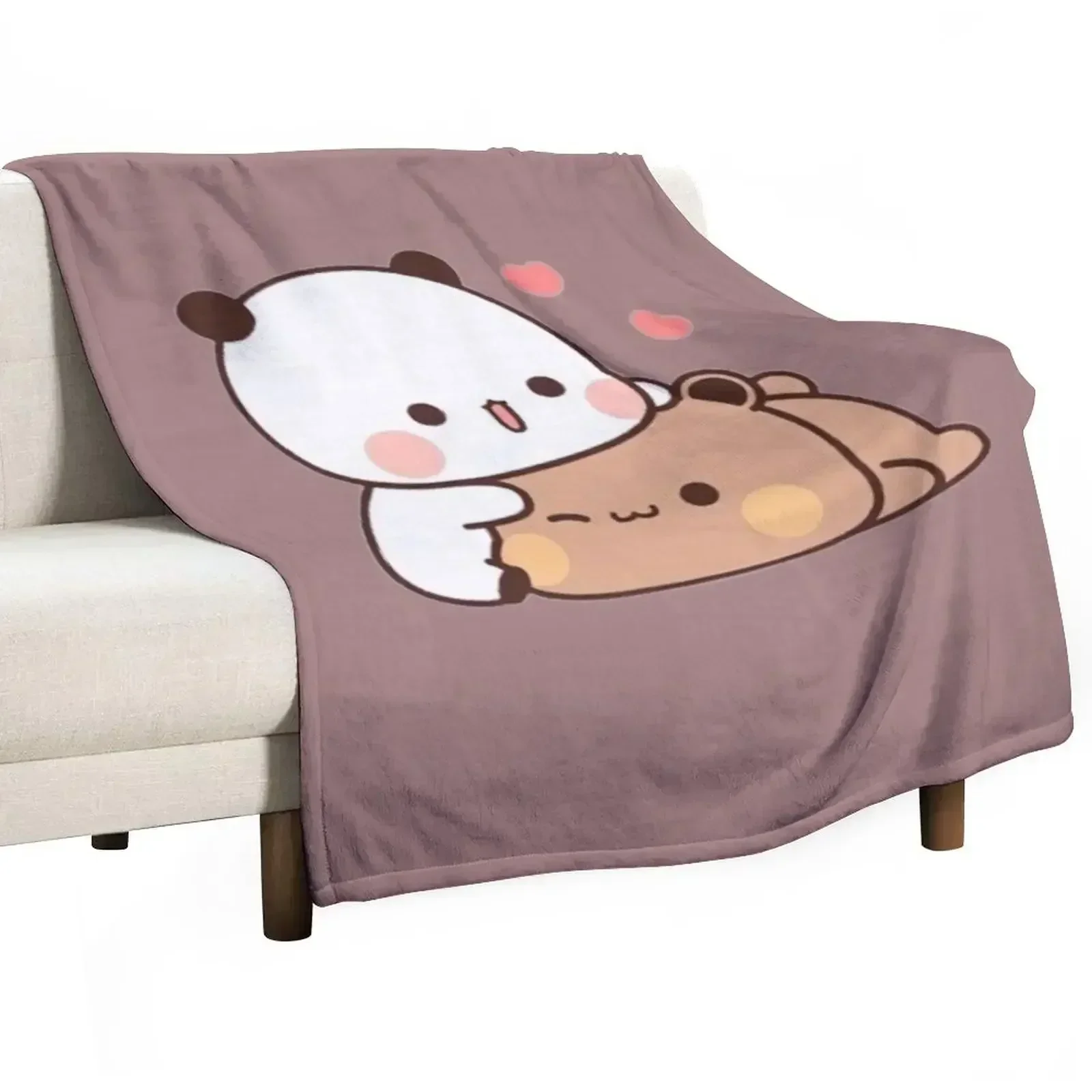 DuDu Bear and BuBu Panda’s Love Relaxing Moment Throw Blanket Decorative Sofa Tourist Blankets