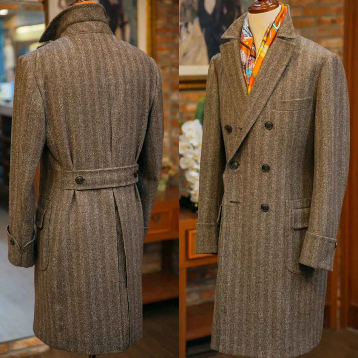 

Casual Wool Blend Coat For Men Double Breasted Autumn Winter Warm Thick Overcoat Plus Size One Piece Custom Made