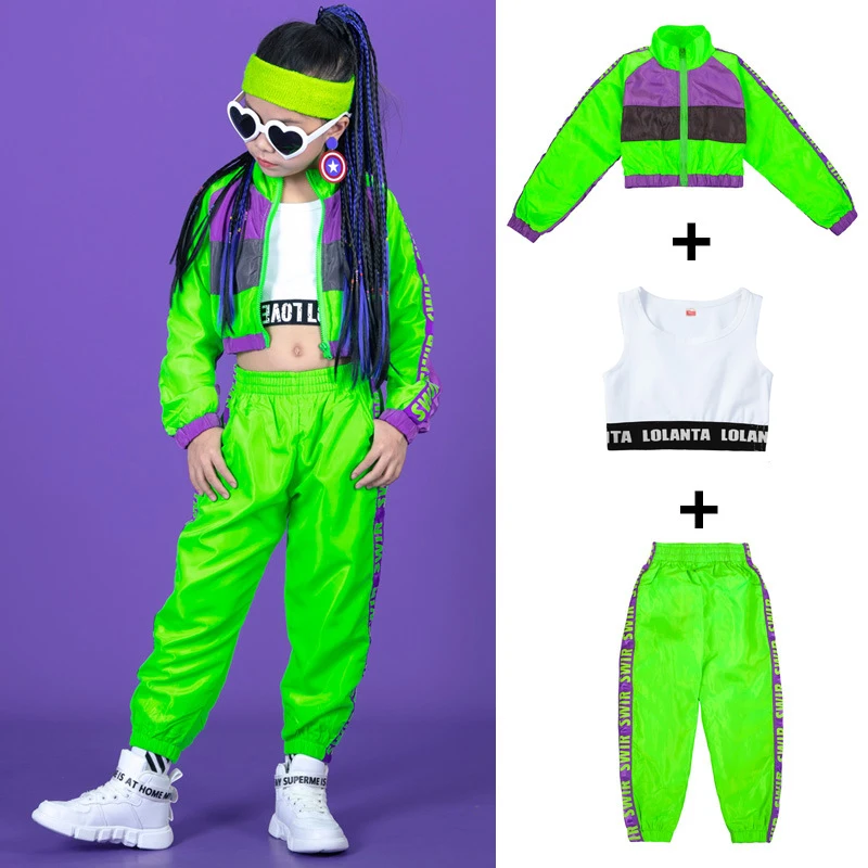 LOlanta Girls Dance Clothing Set Hip Hop Modern Jazz Team Performance Costume Girls Dance Wear Sets 4-14Years