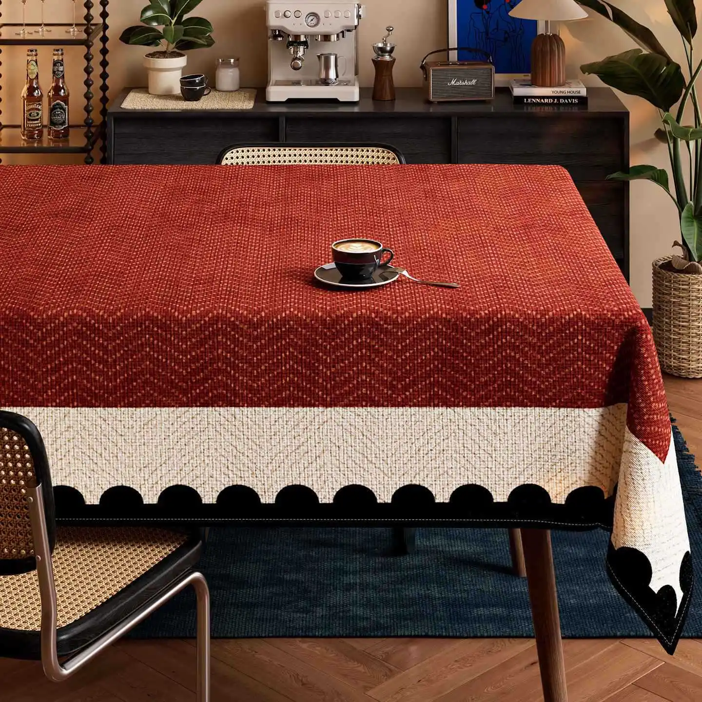 French Red Tablecloth Wedding Banquet Celebration Table Tablecloth Light Luxury Square Homestay Tea Table Cover Cloth Home Decor