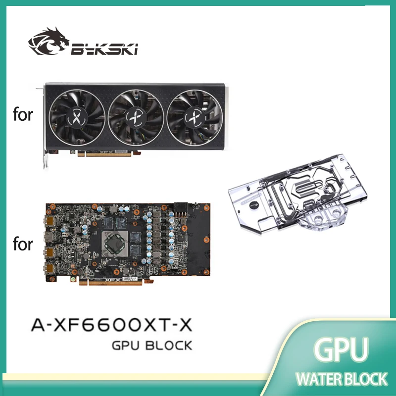 Bykski GPU Water Block for XFX Radeon RX 6600 XT Speedster Merc 308 Graphics Card / Three-layer Structure Design  A-XF6600XT-X