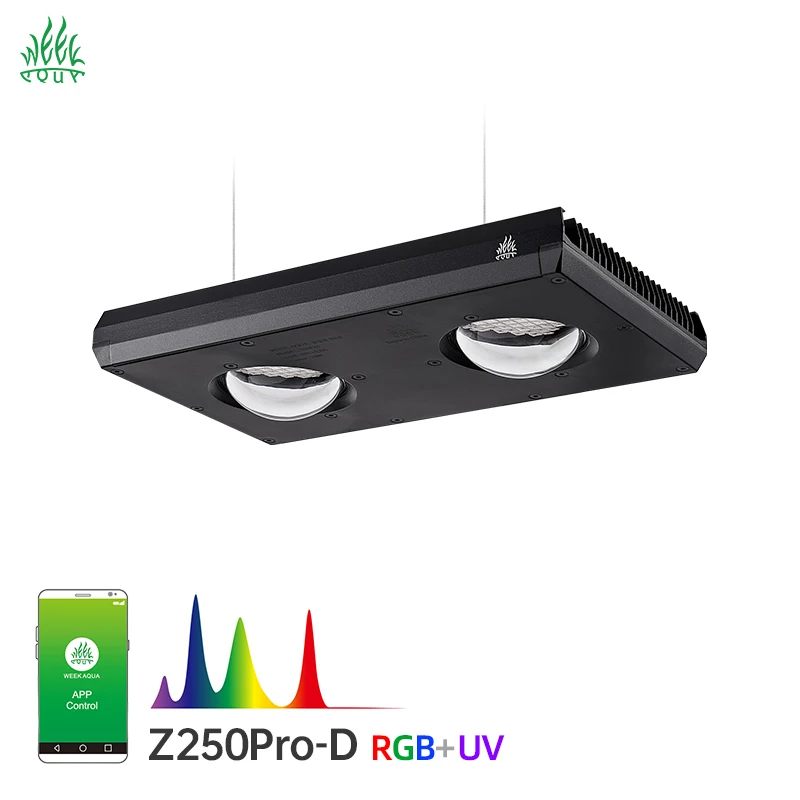 Week Aqua Z250 Pro Full Spectrum LED Aquarium Light RGB UV App Control Freshwater Plant Lamp for 45-60cm Tank