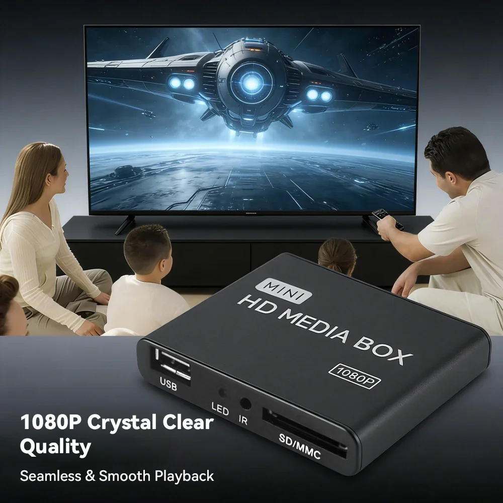 

Медиаплеер Full HD 1080P с поддержкой USB, AV, HD, воспроизведением MKV, H.264, RMVB, WMV, SD, HDD