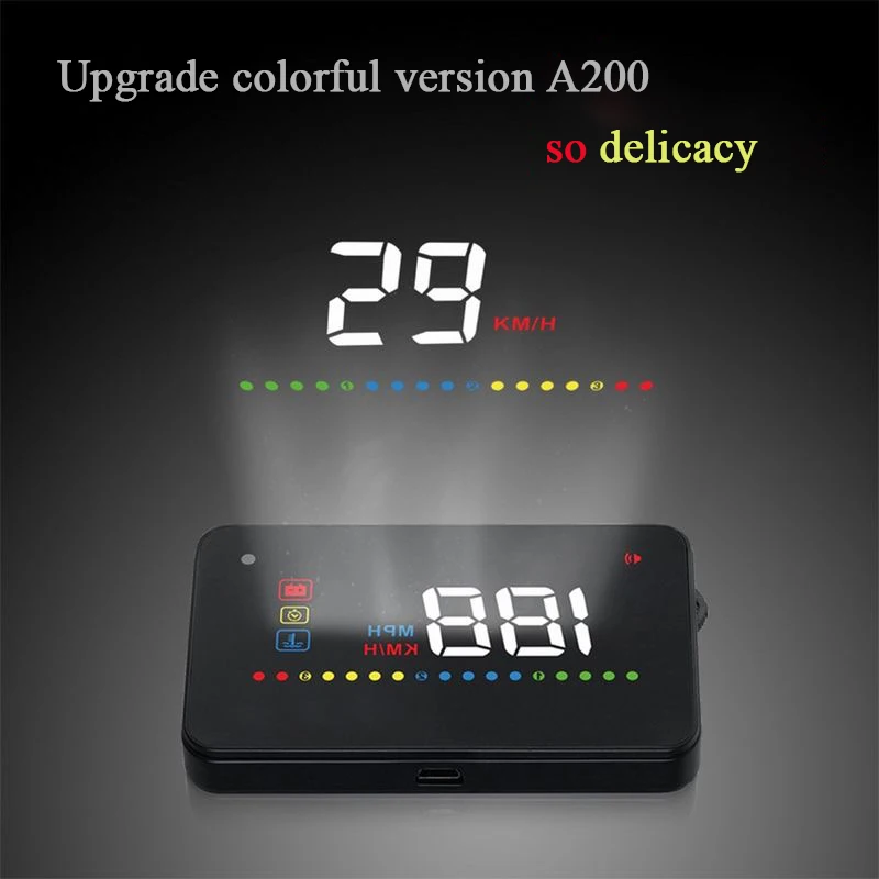 

Windshield Projector A200 Car HUD Head-Up Display, OBD2 Speedometer Speedometer Voltage Water Temperature Security Alarm