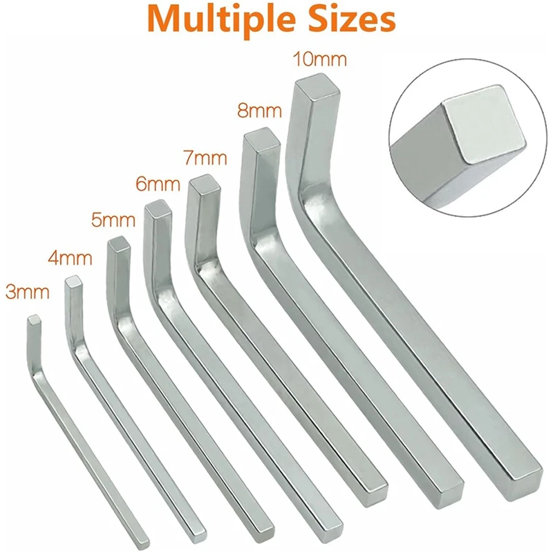 7Pcs Square Head Wrench Set L Shaped Square Key Kit Chromium Vanadium Steel Square Head Screwdrivers, 3-10mm-A62I - view 4