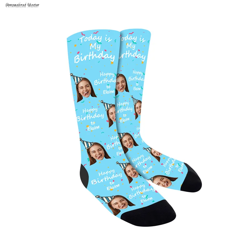 Personalized Master Customized Photo Face Socks Engraving Socks W/ Picture Funny Crew Sock Gifts for Men Friends Valentine's Day