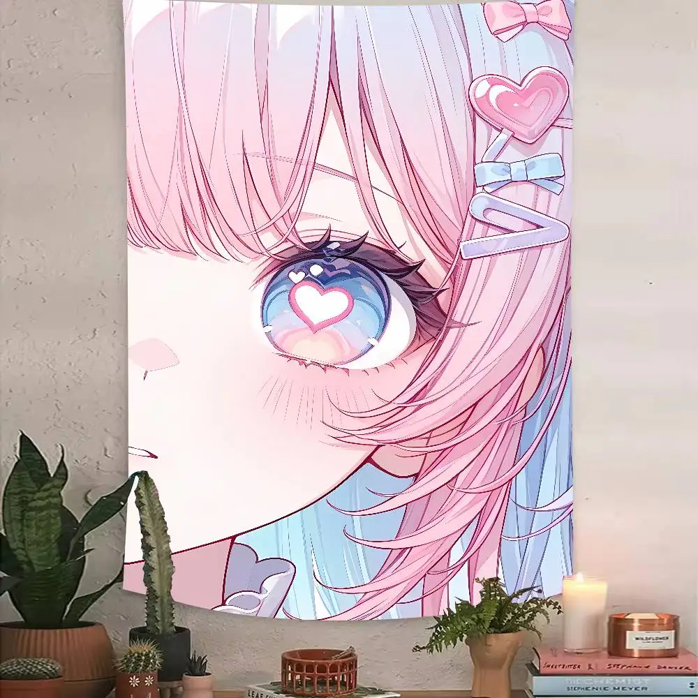 Cute Pretty Hot Pink Girl Tapestry Decoration Bedroom Dormitory Background Cloth Holiday Home Party Living Room Club Tapestry