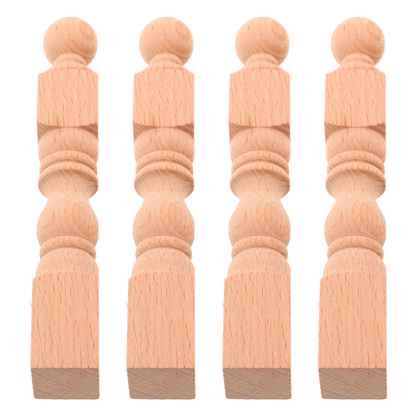 

4Pcs Real Wood Decorative Stair Spindles Unpainted Natural Baluster Fittings for Wine Cabinet Railing Gallery Rails Wooden Craft