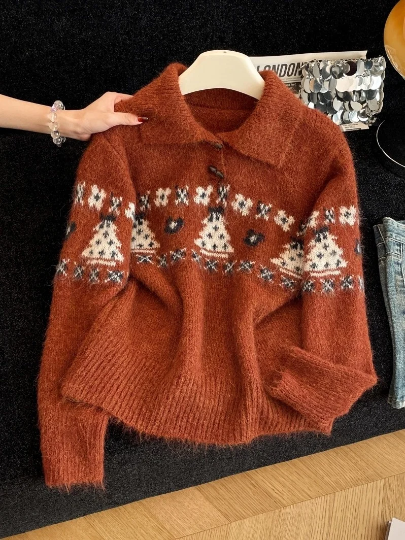 

Мягкий уютный женский трикотажный джемпер с воротником в стиле ретро, свободного кроя, осенне-зимний, новый, стройнящий, с длинными рукавами, Ciwalk