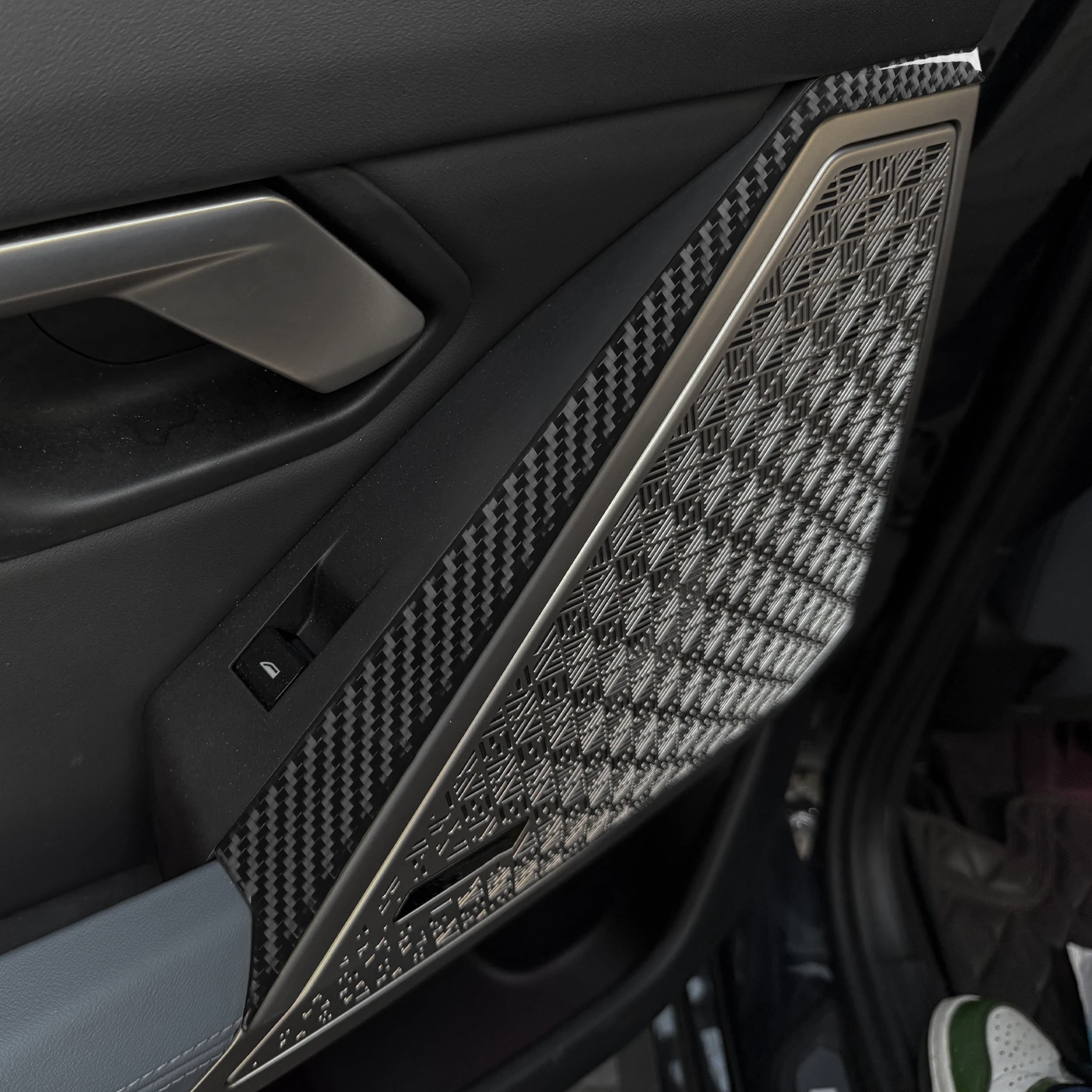 For BMW 5 Series i5 G60 G68 2024 2025 Carbon Fiber Rear Door Window Lift Switch Side Panel Trim Cover Car Accessories Sticker
