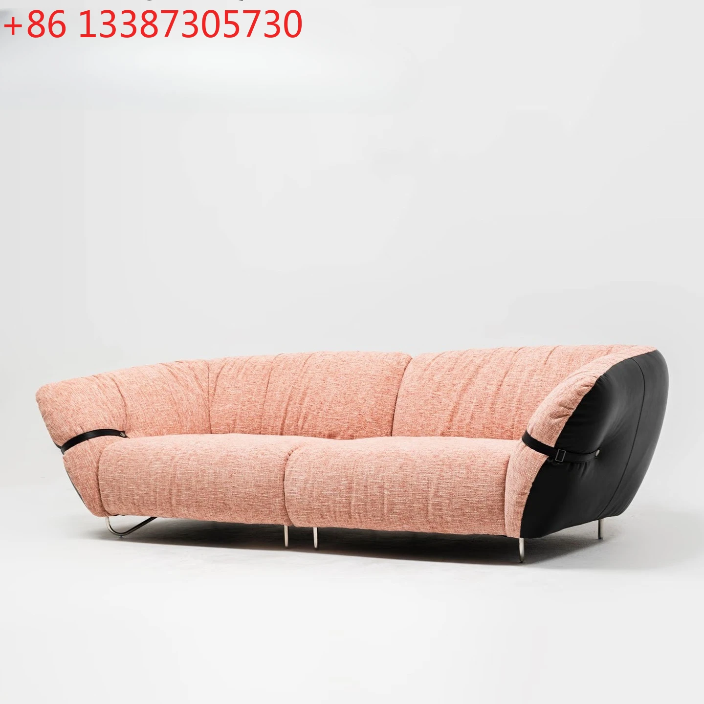 

Итальянский минималистичный светлый роскошный ретро-стиль, современная розовая кожаная ткань с диваном для гостиной