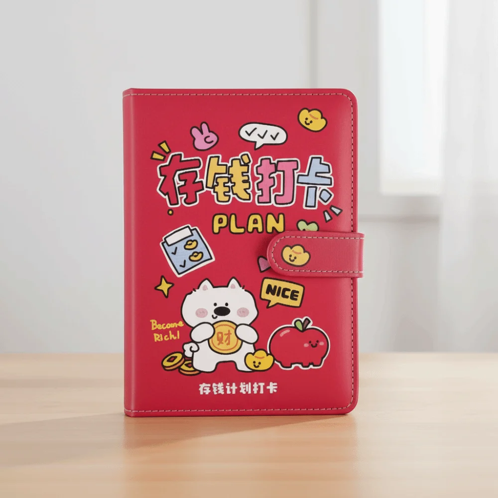 محفظة تخزين توفير المال الموثق بو الجلود كتيب الميزانية الموثق مع قفل المغلفات النقدية 50 ورقة دفتر الحساب الفتيات الفتيان #2