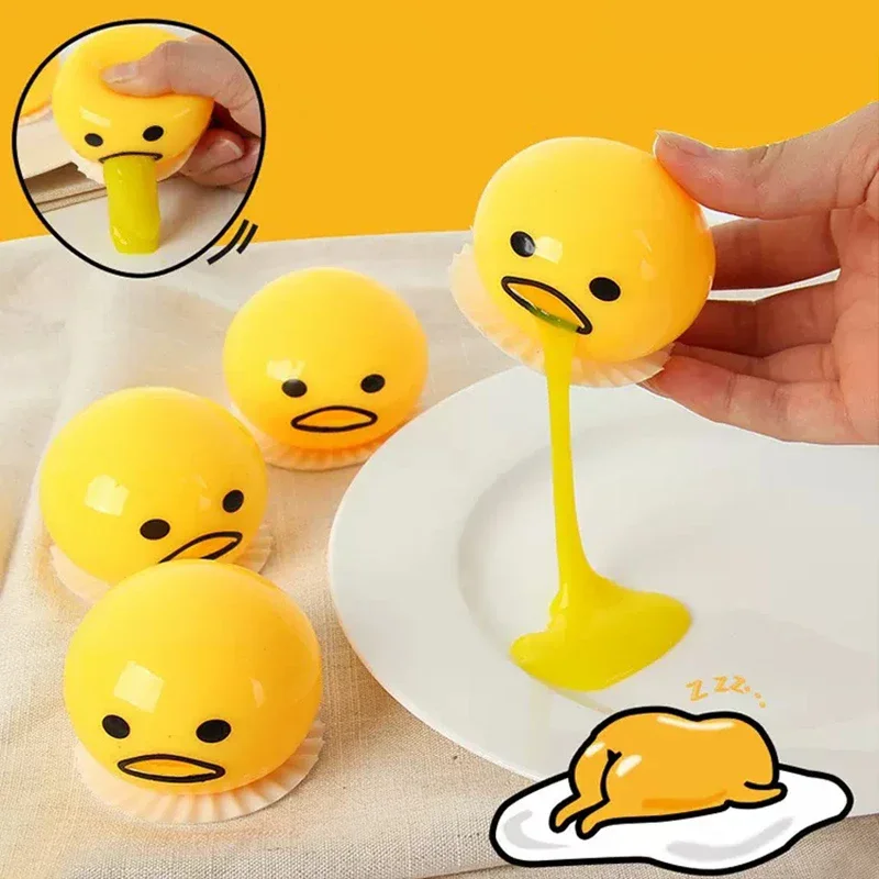 

Funny Egg Yolk Squishy Toys Squeeze Ball Vomit Custard Bun Creative Stress Relief Vent Relieve Pressure Sticky Toys