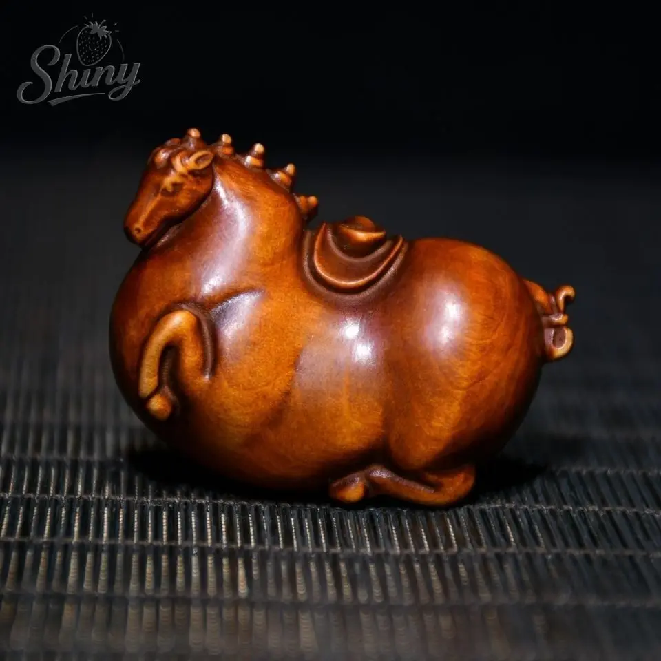 

Antique Old Chinese Boxwood Hand Carved Animal Tang Horses Horse Figure Statue Decoration Gift Collection Fengshui Sculptures