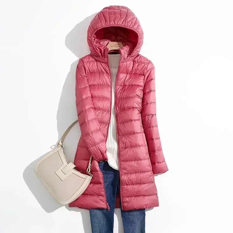 Plus Size 5xl 6xl 7xl Fall Women's Autumn Winter Ultra Lightweight Packable Long Puffer Jacket Female Hooded Korean Slim Coat