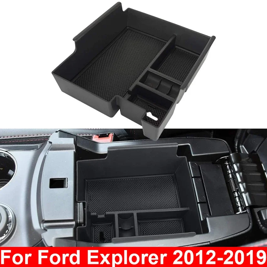 Center Console Armrest Box Storage Tray Organizer Container For Ford Explorer 2012-2016 2017 2018 2019 Car Tuning Accessories