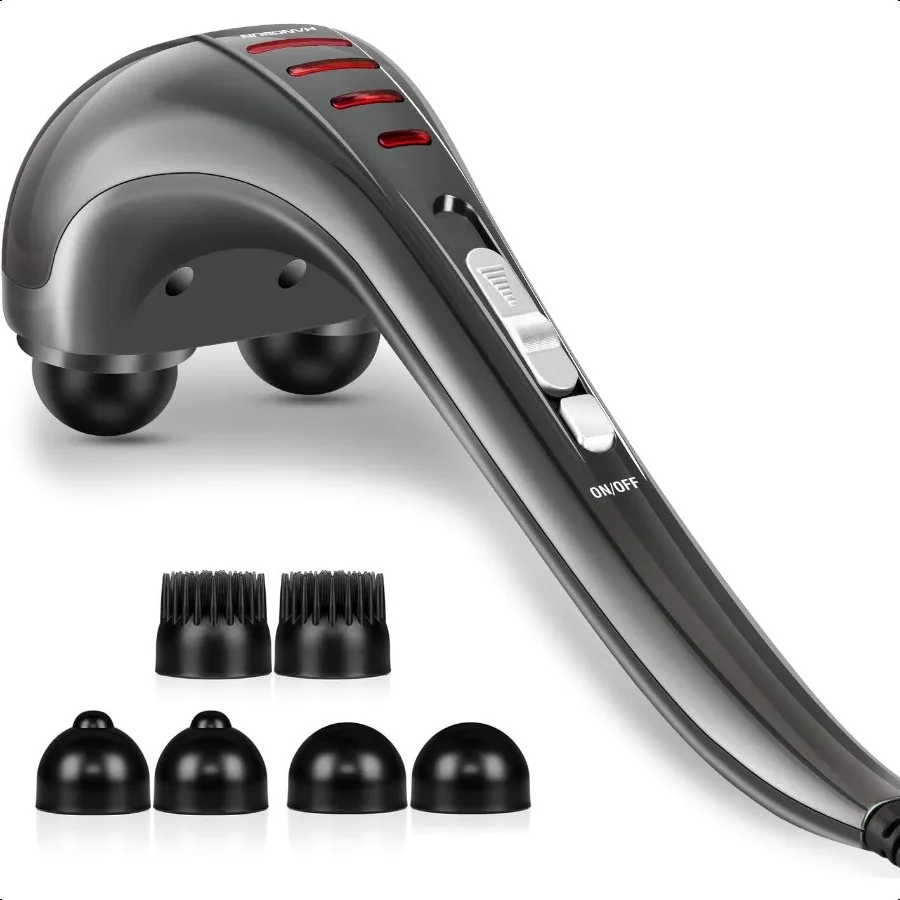 

Ручной массажер для шеи и спины для облегчения боли, глубоких тканей, электрический ударный массаж с двойной головкой MG460 для плеч, ног, мышц ног