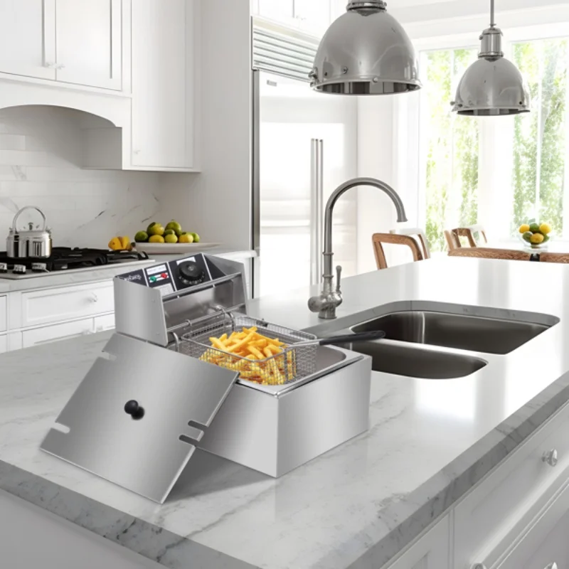 Spina americana per friggitrice elettrica monocilindrica in acciaio inossidabile EH81 2500W MAX 110V 6.3QT/6L