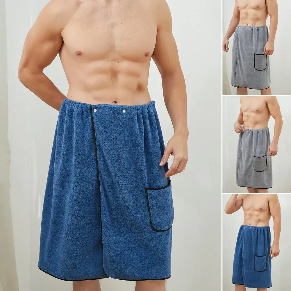 Highly Absorbent Bath Towel Men's Swimwear Towel with Pocket Breathable Absorbent Beach Towel for Swimming Bathing for Active