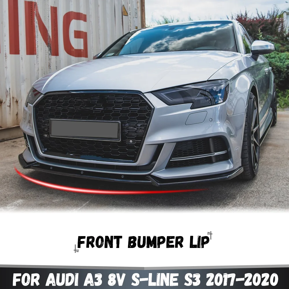 Для Audi A3 8V S-line S3 2017-2020 Седан/Спортбэк: Передний бампер, сплиттер, диффузор, тюнинг-комплект