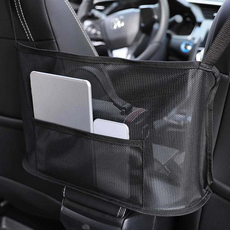 Car Storage Net Bag Between Seats Car Divider Pet Barrier Stretchable Elastic Mesh Bag Organizer  Net Pocket Auto Accessories