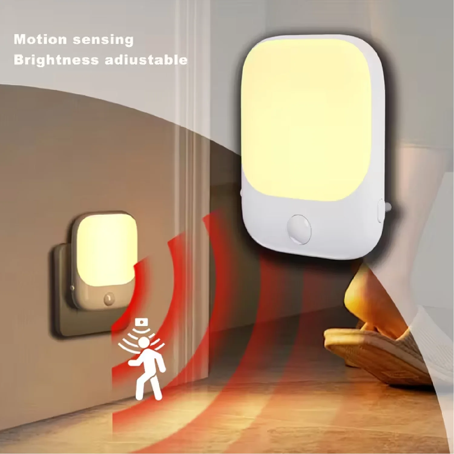 

Подключаемый светодиодный ночник из 1/2 шт. с датчиком движения, регулируемой яркостью, умными ночниками, подключите к настенному датчику