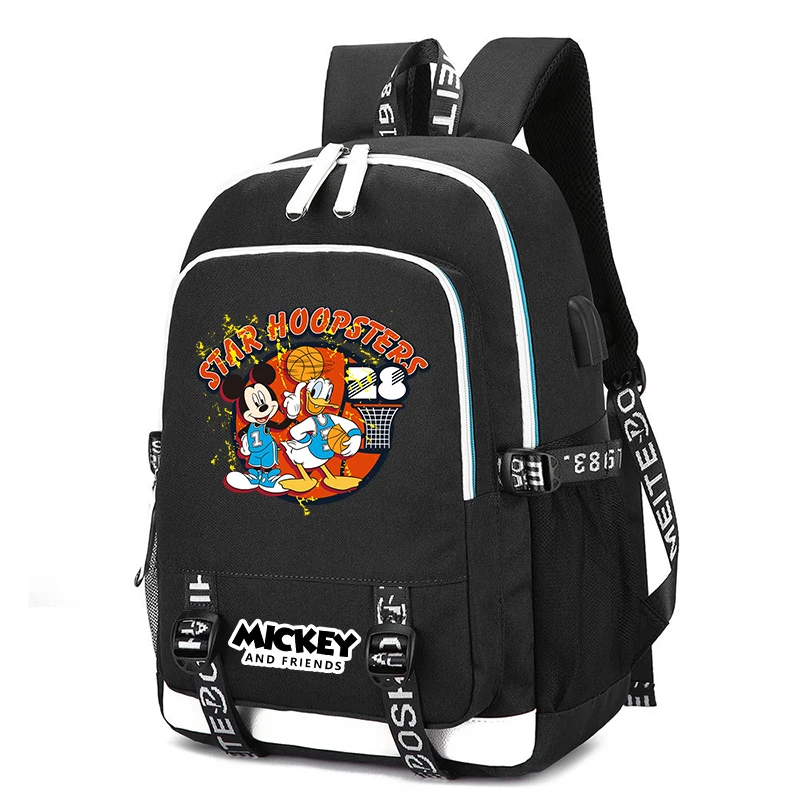 MINISO Minnie Mickey Friend Donald Duck Backpack Canvas Printed Backpack for Girl Boy Back To School Bookbag Kid Gifts Rucksack