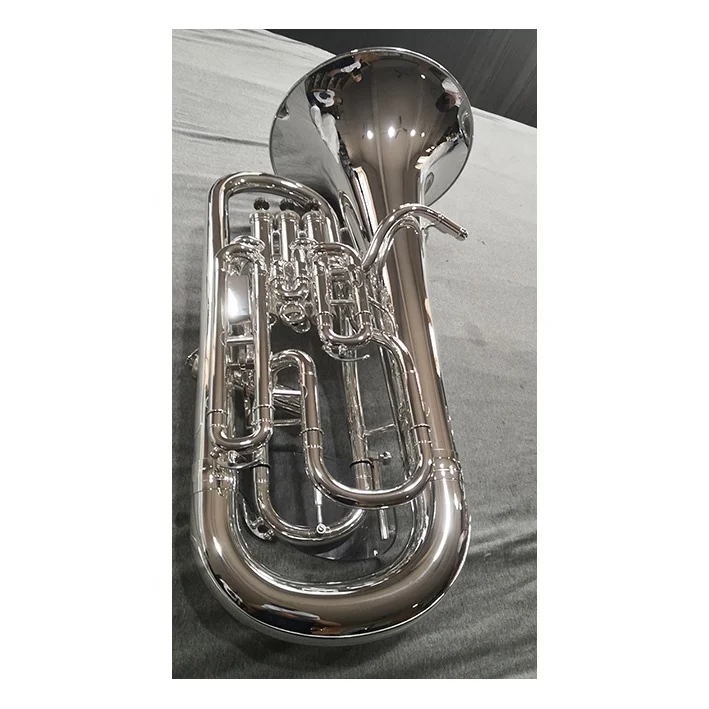 

Professional Silver Plated Bb Tone 3+1 Piston Brass Roll Bell Euphonium With 3 Top & 1 Side Action Valve Compensating (JEP-550s)